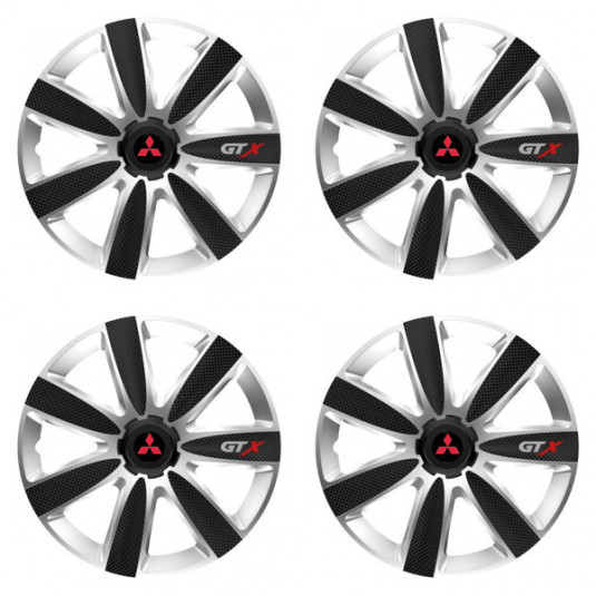 Puklice pre Mitsubishi (červené) 16 GTX CARBON silver/black