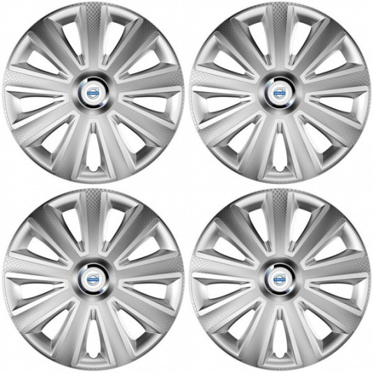 Puklice pre Volvo (biele) 14 Aviator carbon RC silver