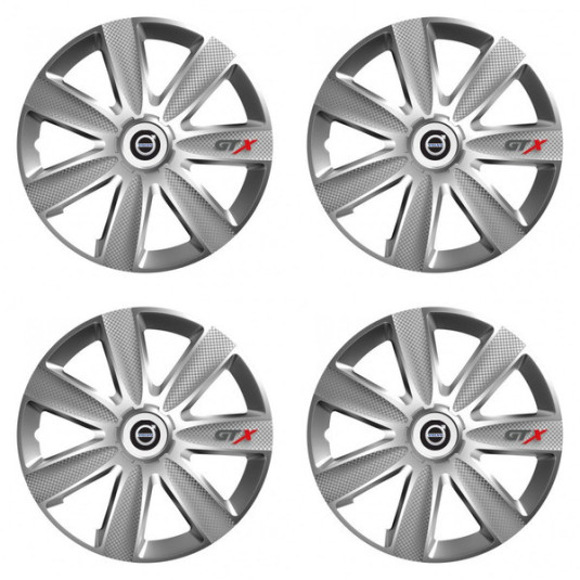 Puklice pre Volvo (čierne) 16 GTX CARBON silver