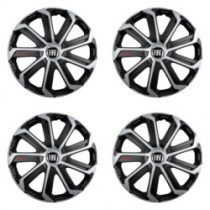 Puklice pre Fiat (čierny) 14 Evo black&silver