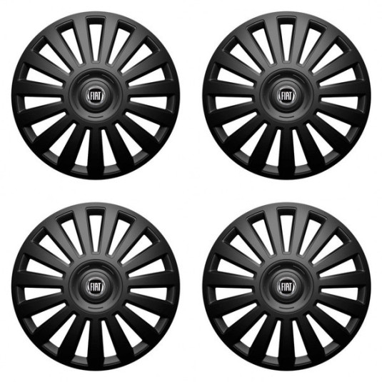 Puklice pre Fiat (čierny) 15 Luxury black