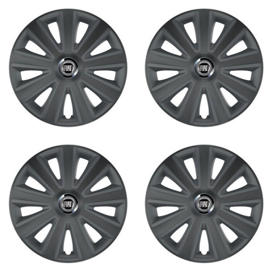 Puklice pre Fiat (čierny) 15 Aviator carbon grafite