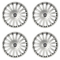 Puklice pre Fiat (čierny) 16 CRYSTAL silver