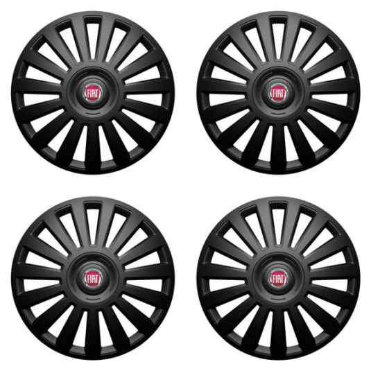 Puklice pre Fiat (červené) 15 Luxury black