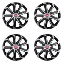 Puklice pre Fiat (červené) 15 Evo black&silver