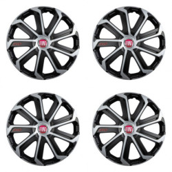 Puklice pre Fiat (červené) 15 Evo black&silver