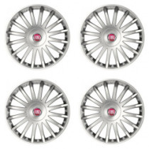 Puklice pre Fiat (červené) 15 CRYSTAL silver