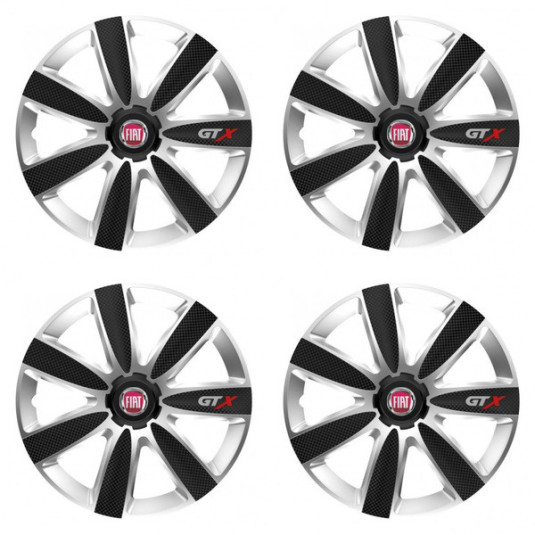 Puklice pre Fiat (červené) 15 GTX CARBON silver/black