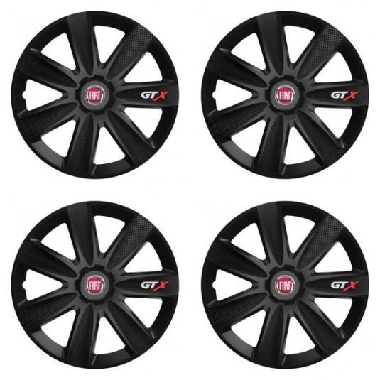 Puklice pre Fiat (červené) 15 GTX CARBON black