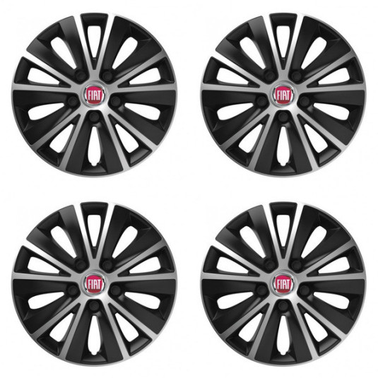 Puklice pre Fiat (červené) 15 RAPIDE silver and black