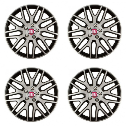 Puklice pre Fiat (červené) 16 Dakar NC silver and black