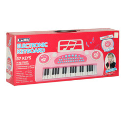 Klávesnica pre deti interaktívny klavír organ 37 klávesov mikrofón stojan ružová