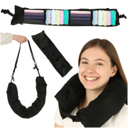 Cestovný vankúš cestovná rohovková opierka hlavy opierka krku úložný priestor na náplň čierna