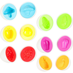 vzdelávacie puzzle triedič zápas tvary vajcia montessori ovocie zelenina 6ks