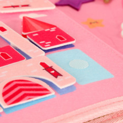 Senzorické zmyslové montessori manipulačné dosky na batoh ružové