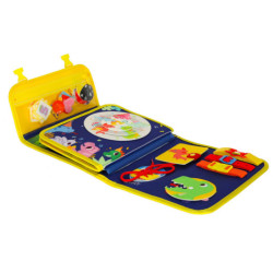 Zmyslová manipulačná doska montessori na batoh modrá