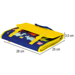 Zmyslová manipulačná doska montessori na batoh modrá