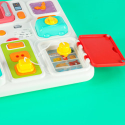 Senzorická manipulačná doska montessori kuchynské hodiny svetlo zvuk