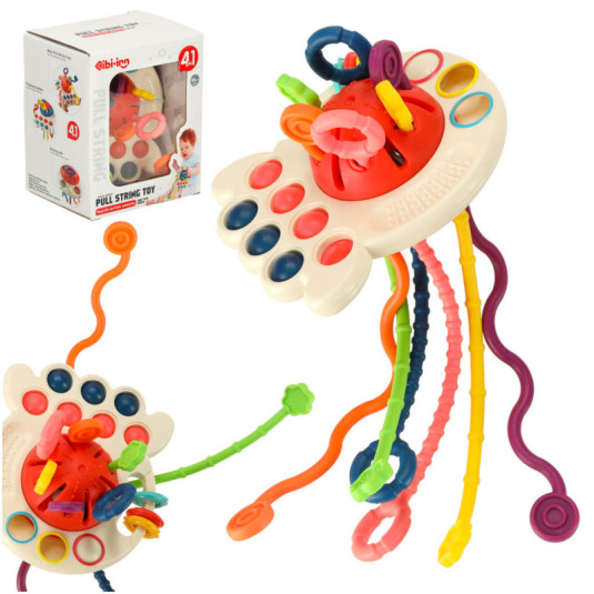 Montessori senzorická hračka pre bábätká šnúrky gombíky korálky