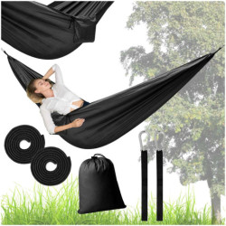 Kempingová hojdacia sieť cestovná hojdacia sieť 270 cm-  čierna