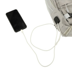 Cestovný batoh do lietadla vodotesný USB kábel 45x16x28cm sivý