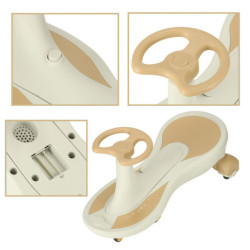 Odrážadlo svietiace LED kolesá s hrajúcou hudbou, zlato- biela