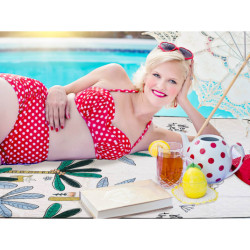 Plážová podložka pikniková prikrývka kempovanie palmy 150x200