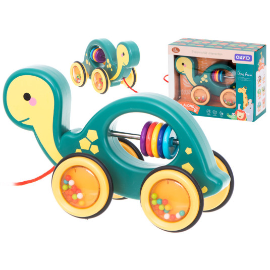 Drevená hrkálka na šnúrke mobilná korytnačka