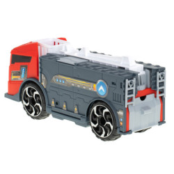 Transportér TIR 2v1 parkovacia garáž hasiči + 3 autá červená