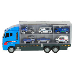 Transportér TIR launcher + kovové autá polície