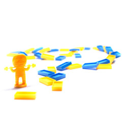 Lokomotíva Vlak Skladačka domino vlak červená