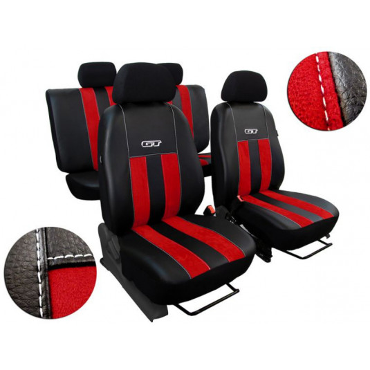 Autopoťahy GT červeno-čierne (Alcantara-koža)