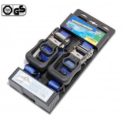 Popruh s račňou a hákmi 2ks 400daN 32mm x 4,90 m TÜV