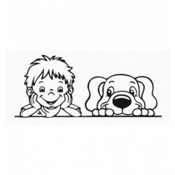 Samolepka Chlapček + Pes za oknom