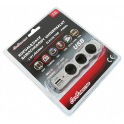 Multi zásuvka zapaľovača 3+1 USB s káblom 12/24 V