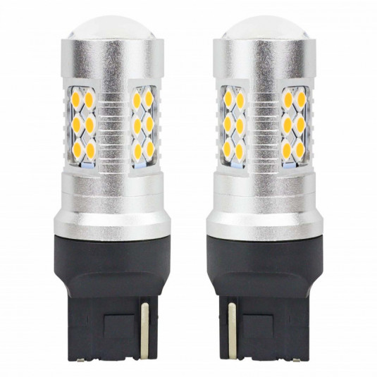 LED žiarovky CANBUS 3030 24SMD T20 7440 WY21W  Oranžová 12V/24V   2ks