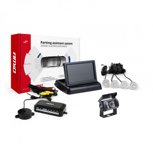 Asistenty parkovania TFT01 4,3 s kamerou HD-501-IR 4-senzorové, čierne GOLD