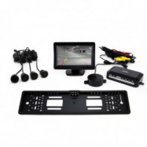 Asistenty parkovania TFT01 4,3” s kamerou CAM-402 LED v podložke pod ŠPZ, 4-senzorové, čierne GOLD 18mm