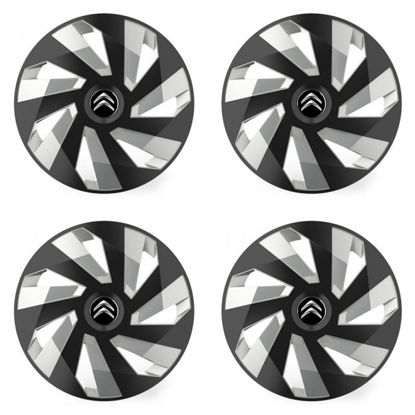 puklice pre  Citroen 14 Vector RC black and silver