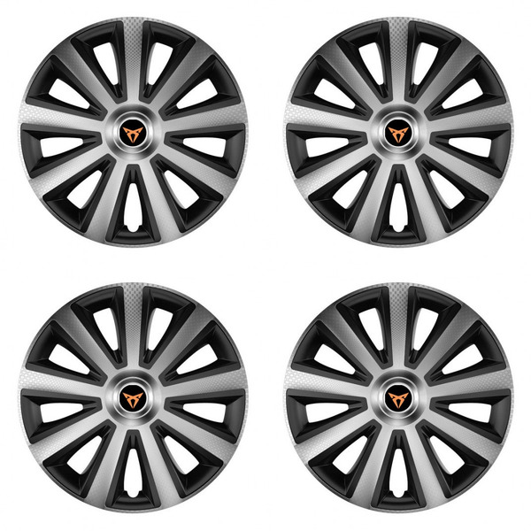 puklice pre  Cupra 14 Aviator carbon silver&black