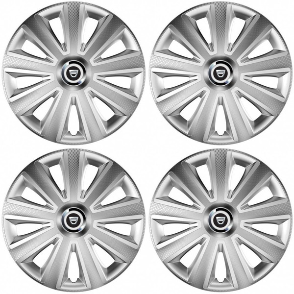 puklice pre  Dacia (staršie logo) 16 Aviator carbon RC 16 silver