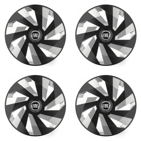 puklice pre  Fiat (čierny) 15 Vector RC black and silver