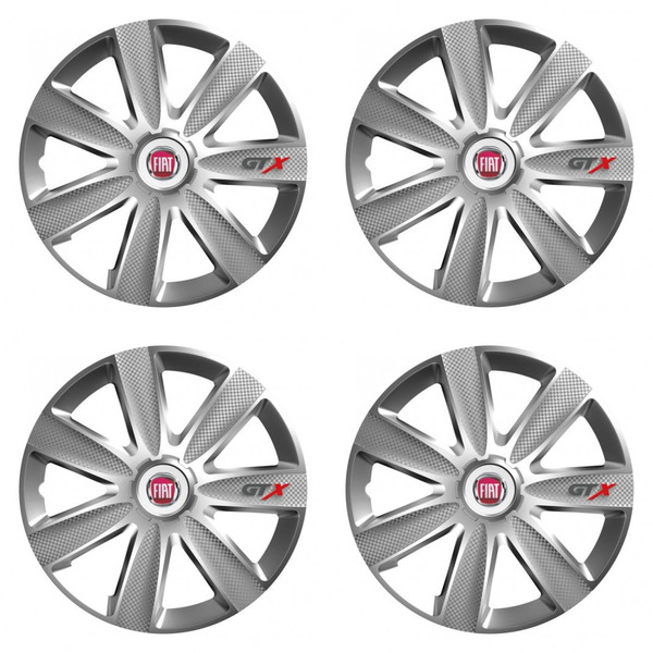 puklice pre  Fiat (červené) 14 GTX CARBON silver