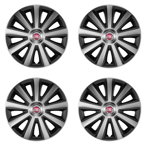 puklice pre  Fiat (červené) 15 Aviator carbon silver&black