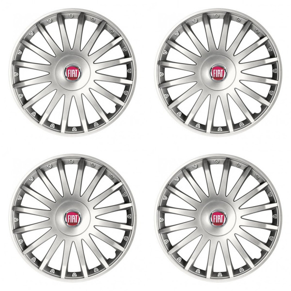 puklice pre  Fiat (červené) 15 CRYSTAL silver