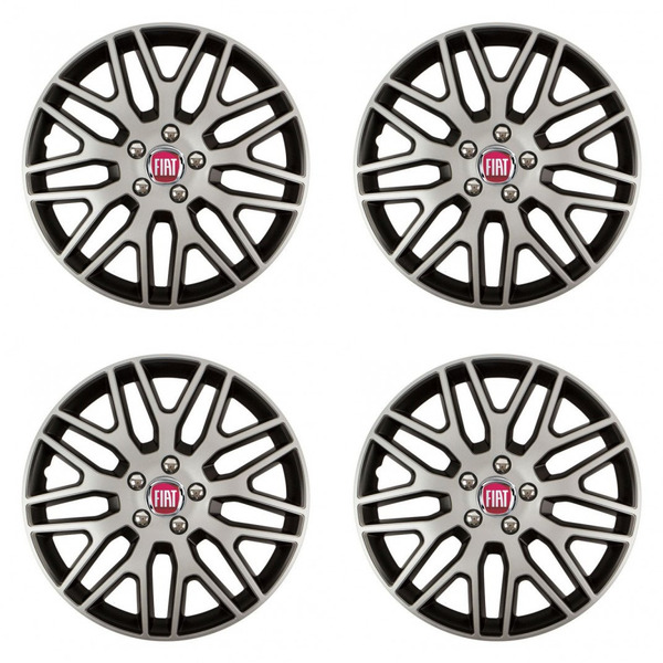 puklice pre  Fiat (červené) 14 Dakar NC silver and black