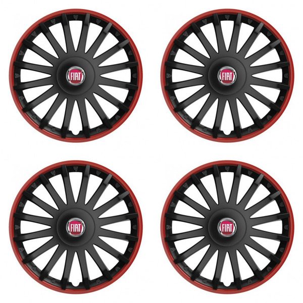 puklice pre  Fiat (červené) 15 CRYSTAL RO black