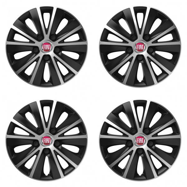 puklice pre  Fiat (červené) 14 RAPIDE silver and black