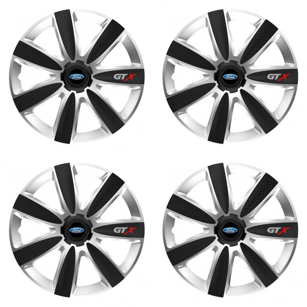 puklice pre  Ford 16 GTX CARBON silver/black