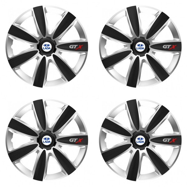 puklice pre  Lada 14 GTX CARBON silver/black